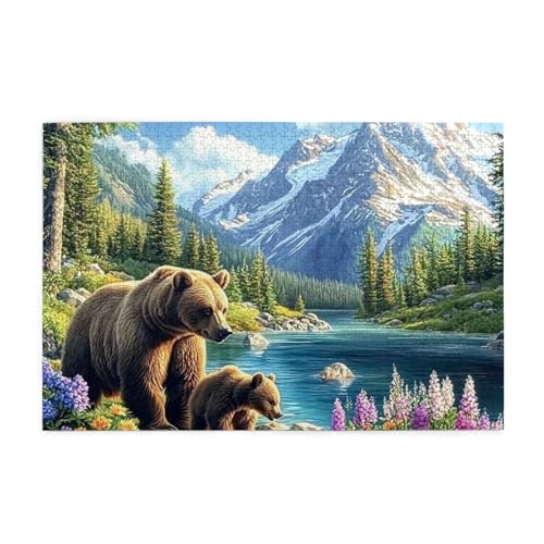 Grizzly Bär und Junges Schnee Berg Wald 1000 Teile Puzzle für Erwachsene Holzpuzzles für Erwachsene Geschenke Wohnkultur Grizzly Bär und Junges Schnee Berg Wald 1000 Teile Puzzle für Erwachsene Holzpuzzles für Erwachsene Geschenke Wohnkultur von Generisch