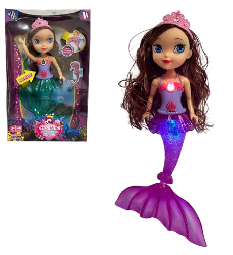 Große Meerjungfrau Puppe 34 cm helle Meerjungfrau Prinzessin der Abgründe Puppe Meerjungfrau mit Licht Haar und Tiara Schwanz flexibel in Geschenkbox sortierte Farben zufällig von Generisch