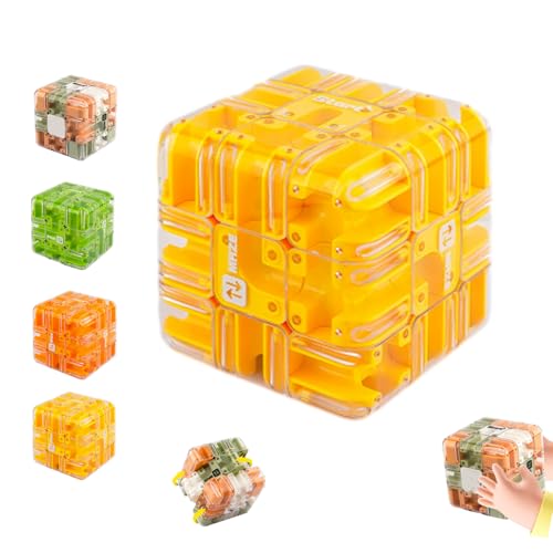 Großer Labyrinth-3D-Puzzle-Würfel, 3D-Zauberwürfel, Labyrinth-Ball-Puzzle, Räumliches Vorstellungsvermögen, Stressabbau und Entwicklung des logischen Denkens (Gelb) von Generisch