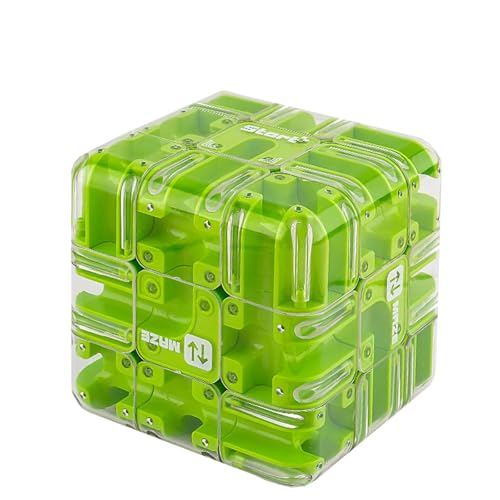 Großer Labyrinth-3D-Puzzle-Würfel – Spannendes Denkspiel, magischer 3D-Labyrinth-Kugelwürfel, Gehirntrainings-Puzzle, Lernspiel, Geschenk für Kinder und Erwachsene (Green) von Generisch