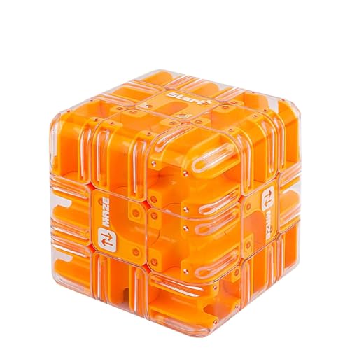 Großer Labyrinth-3D-Puzzle-Würfel – Spannendes Denkspiel, magischer 3D-Labyrinth-Kugelwürfel, Gehirntrainings-Puzzle, Lernspiel, Geschenk für Kinder und Erwachsene (Orange) von Generisch