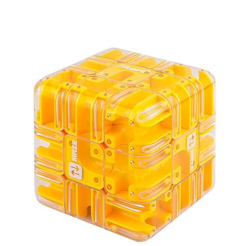 Großer Labyrinth-3D-Puzzle-Würfel – Spannendes Denkspiel, magischer 3D-Labyrinth-Kugelwürfel, Gehirntrainings-Puzzle, Lernspiel, Geschenk für Kinder und Erwachsene (Yellow) von Generisch