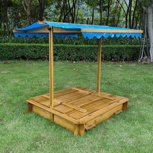 Großer Naturholz-Sandkasten mit verstellbarem Baldachin und faltbarer Sitzbank für Kinder im Alter von 3 bis 8 Jahren, Outdoor-Spielset mit Deckel für stundenlangen Spaß Großer Naturholz-Sandkasten mit verstellbarem Baldachin und faltbarer Sitzbank für Kinder im Alter von 3 bis 8 Jahren, Outdoor-Spielset mit Deckel für stundenlangen Spaß von Generisch