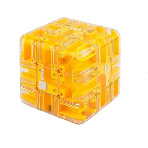 Großes Labyrinth 3D-Puzzle Labyrinth-Würfel, Gehirntrainings-Puzzle kleines Geschenk für Erwachsene Kinder und Jugendliche (Gelb) von Generisch