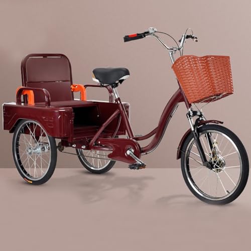 Großes Rikscha-Dreirad mit Pedalen, Mobilitäts-Dreirad mit klappbarem Rücksitz von Generisch
