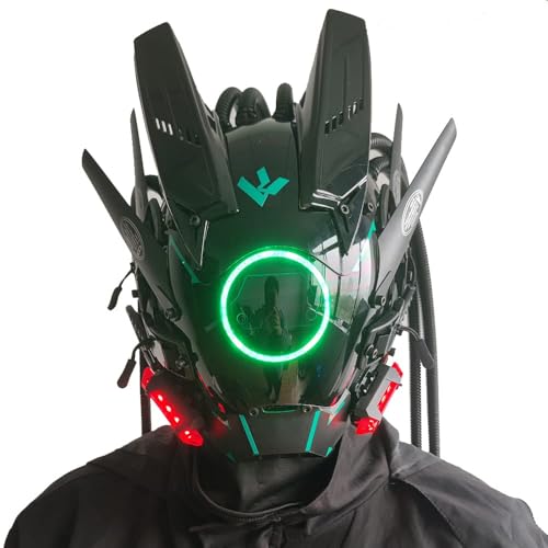 Grüne Punk-Maske mit runden Lichtern für Männer, geflochtene Cosplay-Gesichtsabdeckung, Halloween-Musikfestival-Partyzubehör Grüne Punk-Maske mit runden Lichtern für Männer, geflochtene Cosplay-Gesichtsabdeckung, Halloween-Musikfestival-Partyzubehör von Generisch