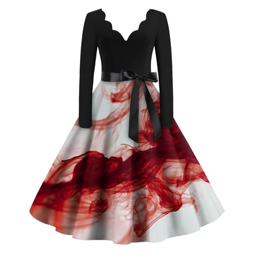Gruselige Kostüme Damen Pirate Vampir Halloween Kostüm Tod Dress Cosplay Gruseliges Vampire Blut Kleid Schwarzes Kleid Blutiges Pirat Gothic Blutig Horror Prinzessin Y2k Dress S von Generisch