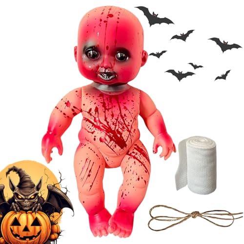 Gruselige Puppe - Gruselbabypuppe Halloween Requisiten - Fotorequisiten Deko Wohnaccessoires Für Halloween Weihnachten Feier Garten von Generisch