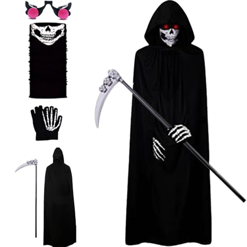 Gruseliges Halloween-Kostüm-Set, Halloween-Kostüme, Umhänge - Erwachsene Halloween-Kostüme Mit Kapuze Und Umhang | Halloween-Rollenspiel-Cosplay-Kostüm, Cosplay-Party-Umhang Für Halloween-Party, Rolle von Generisch