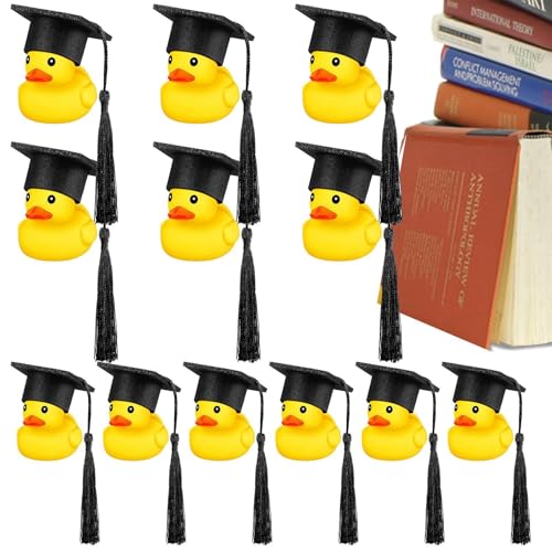 Gummi Enten - Flexible Gummi Enten mit schwarzem Hut, süßer Abschlussabschluss für Kinderdusche, Geburtstagsfeier, Themenabend zum Thema Dip Themeed von Generisch