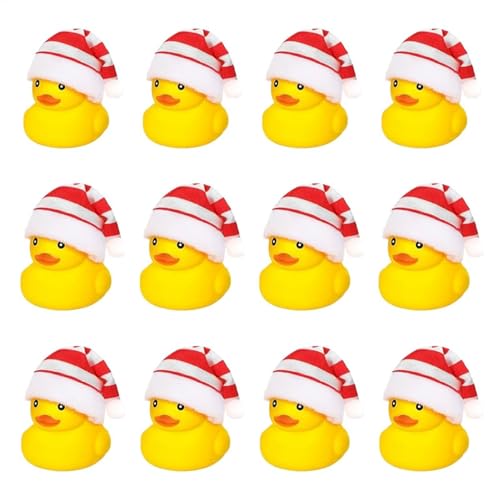Gummiente Weihnachten | 12 STK Badeente Weihnachten | Badespielzeug Weihnachtsstrumpf Füller Gummienten mit Weihnachtsmütze | Lustiges Entlein Spielzeug Weihnachtsparty Taschenfüller für Kinder Gummiente Weihnachten | 12 STK Badeente Weihnachten | Badespielzeug Weihnachtsstrumpf Füller Gummienten mit Weihnachtsmütze | Lustiges Entlein Spielzeug Weihnachtsparty Taschenfüller für Kinder von Generisch