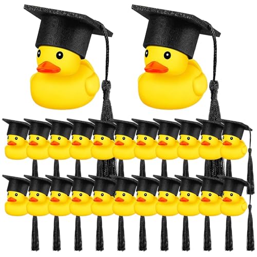 Gummienten | Weiche Niedliche -Abschluss-Enten Mit Schwarzem Abschluss-Hut - Niedliche Abschlussgeschenke Für Kinderduschen, Geburtstagsfeiern, Abschlussfeiern von Generisch