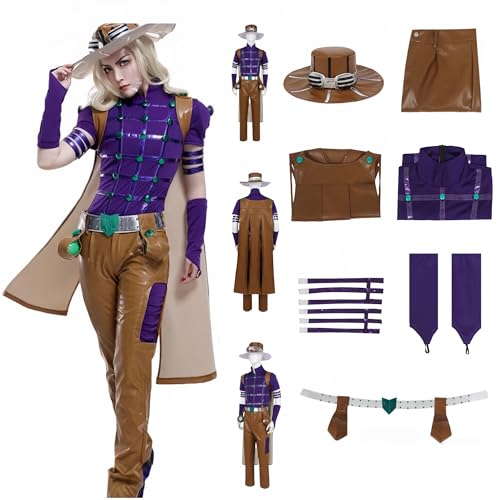 Gyro Zeppeli Kostüm, Cosplay, JJBA, Cosplay, Johnny Joestar, Freund, Zeppeli Cos, Outfit mit Hut für Halloween, Comic-Con (Lila, L) von Generisch