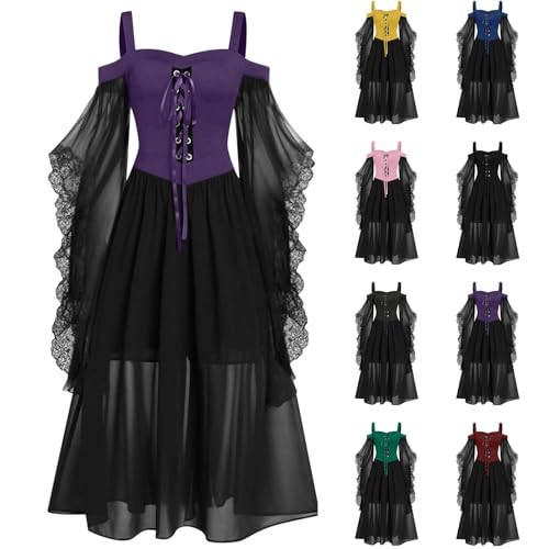 HUIFUAO Gothic-Kleider für Damen, Übergröße, Schmetterlingsärmel, schulterfrei, langes Kleid, Vintage, Halloween-Kostüme, Mittelalter, Renaissance, viktorianisch, Cocktail, Abendkleid HUIFUAO Gothic-Kleider für Damen, Übergröße, Schmetterlingsärmel, schulterfrei, langes Kleid, Vintage, Halloween-Kostüme, Mittelalter, Renaissance, viktorianisch, Cocktail, Abendkleid von Generisch
