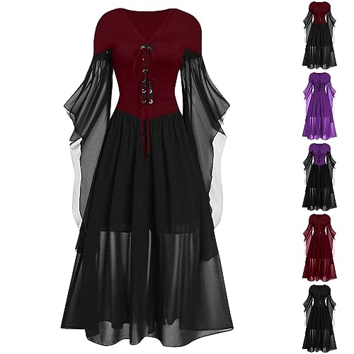 HUIFUAO Gothic-Kleider für Damen, Übergröße, Schmetterlingsärmel, schulterfrei, viktorianisch, mittelalterlich, Renaissance, langes Kleid, Vintage, Halloween-Kostüme, Abendkleid, Cocktail HUIFUAO Gothic-Kleider für Damen, Übergröße, Schmetterlingsärmel, schulterfrei, viktorianisch, mittelalterlich, Renaissance, langes Kleid, Vintage, Halloween-Kostüme, Abendkleid, Cocktail von Generisch