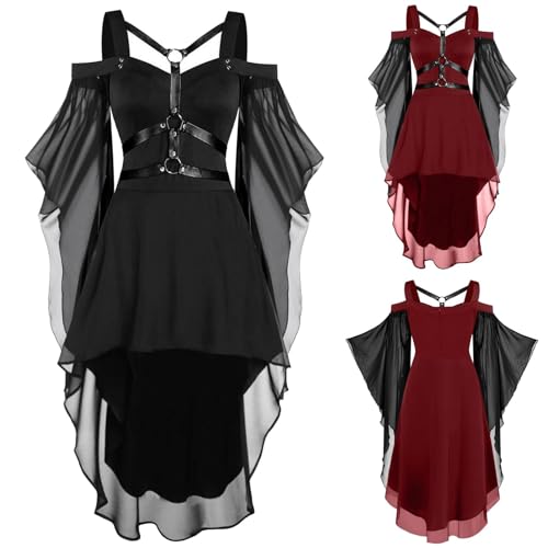 HUIFUAO Gothic-Kleider für Damen, Übergröße, schulterfrei, Schmetterlingsärmel, langes Kleid, Vintage-, Halloween-Kostüme, Mittelalter-, Renaissance-, viktorianische Cocktail-, Abend HUIFUAO Gothic-Kleider für Damen, Übergröße, schulterfrei, Schmetterlingsärmel, langes Kleid, Vintage-, Halloween-Kostüme, Mittelalter-, Renaissance-, viktorianische Cocktail-, Abend von Generisch