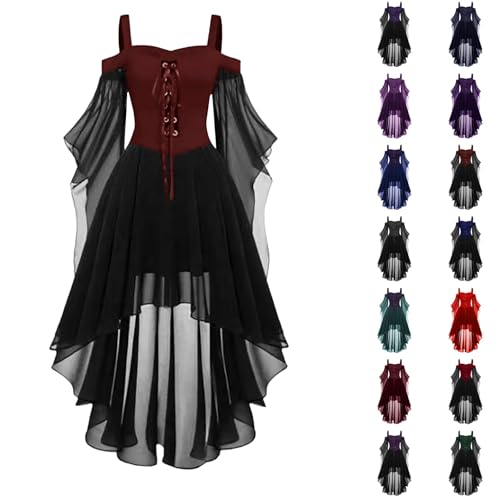HUIFUAO Gothic-Kleider für Damen, Übergröße, schulterfrei, Schmetterlingsärmel, viktorianisch, mittelalterlich, Renaissance, langes Kleid, Vintage, Halloween, Kostüme, Abendkleid, Cocktail HUIFUAO Gothic-Kleider für Damen, Übergröße, schulterfrei, Schmetterlingsärmel, viktorianisch, mittelalterlich, Renaissance, langes Kleid, Vintage, Halloween, Kostüme, Abendkleid, Cocktail von Generisch