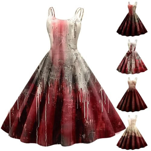 HUIFUAO Halloween-Kleid für Damen, gruselig, blutige Braut, Hochzeit, Kostüm, Übergröße, Halloween-Kostüme, ärmellos, Spaghettiträger, Party, Abend, Horror, Festival, Outfits, Kleidung, Rot #1, XXL HUIFUAO Halloween-Kleid für Damen, gruselig, blutige Braut, Hochzeit, Kostüm, Übergröße, Halloween-Kostüme, ärmellos, Spaghettiträger, Party, Abend, Horror, Festival, Outfits, Kleidung, Rot #1, XXL von Generisch