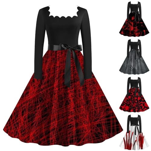 HUIFUAO Halloween-Kleid für Damen, lustig, blutig, Übergröße, Halloween-Kostüme, langärmelig, Party, Abend, Horror, Festival, Cosplay, Kleidung Outfits, Rot #1, M HUIFUAO Halloween-Kleid für Damen, lustig, blutig, Übergröße, Halloween-Kostüme, langärmelig, Party, Abend, Horror, Festival, Cosplay, Kleidung Outfits, Rot #1, M von Generisch
