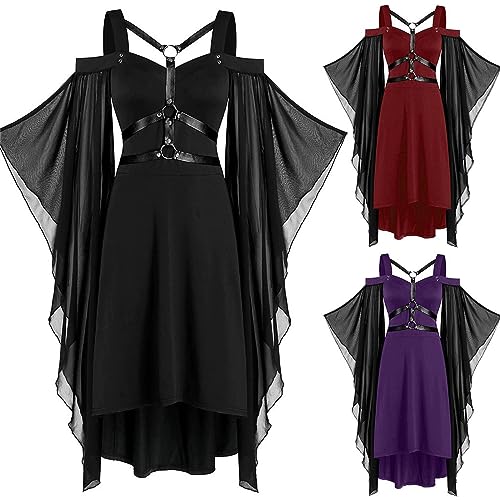 HUIFUAO Halloween-Kleider für Damen, Übergröße, Schmetterlingsärmel, schulterfrei, Gothic-Kleid, Vintage, viktorianisch, Mittelalter, Renaissance, Party, Abend, Cocktailkostüme, Festivalkleidung HUIFUAO Halloween-Kleider für Damen, Übergröße, Schmetterlingsärmel, schulterfrei, Gothic-Kleid, Vintage, viktorianisch, Mittelalter, Renaissance, Party, Abend, Cocktailkostüme, Festivalkleidung von Generisch