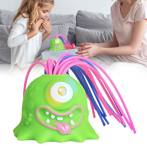 Haare Ziehen Fidget Spielzeug, Anti Stress Monster mit Schreihals, Lustiges Monster-Spielzeug zum Drücken der Haare, Lustiges Haare Ziehen Spielzeug für Kinder uand Erwachsene (GrüN) von Generisch