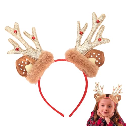 Haarreifen mit Rentiergeweih, Weihnachts-Kopfbedeckung für Kinder, für Feiertage, Kostüm, Winterfest, Geweih, Stirnbänder für Damen, dekorativ, festlich mit Glocken Haarreifen mit Rentiergeweih, Weihnachts-Kopfbedeckung für Kinder, für Feiertage, Kostüm, Winterfest, Geweih, Stirnbänder für Damen, dekorativ, festlich mit Glocken von Generisch