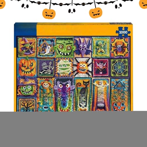 Häkel Halloween Puzzle - Horror Halloween Puzzle Deko Mit Poster - Gesellschaftsspiel Wohndeko für Schlafzimmer Wohnzimmer Bücherregal Feiertage Geburtstag von Generisch