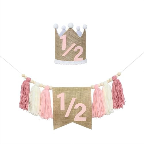 Halbjähriger Baby Junge Halber Geburtstag Dekorationen - Handgemachtes 200cm Blau Hochstuhl Banner + Kegelhut Wandmontage Wiederverwendbar Party Kit 1/2 Geburtstag Feier für Zuhause, Party Halbjähriger Baby Junge Halber Geburtstag Dekorationen - Handgemachtes 200cm Blau Hochstuhl Banner + Kegelhut Wandmontage Wiederverwendbar Party Kit 1/2 Geburtstag Feier für Zuhause, Party von Generisch