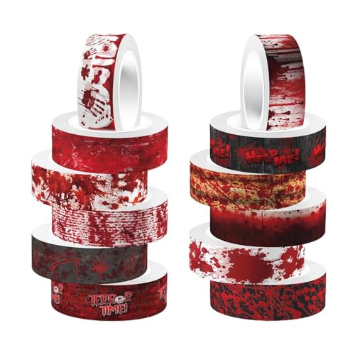Halloween-Aufkleber, transparente blutige, Horrorakzent in voller Länge Roll selbst kleber Spaß Dekoration, 6,4 Fuß Sammelalbum für Cups Computer Walls Paper Crafts Packaging Doors Tische Brille L von Generisch