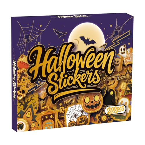 Halloween Aufkleber | 200 Stück Festliche Dekorationen Für Flaschen | Wasserdichte Aufkleber Für Skateboard Telefon Laptop Mädchen Teenager Flaschen Party Dekorationen Halloween Aufkleber | 200 Stück Festliche Dekorationen Für Flaschen | Wasserdichte Aufkleber Für Skateboard Telefon Laptop Mädchen Teenager Flaschen Party Dekorationen von Generisch