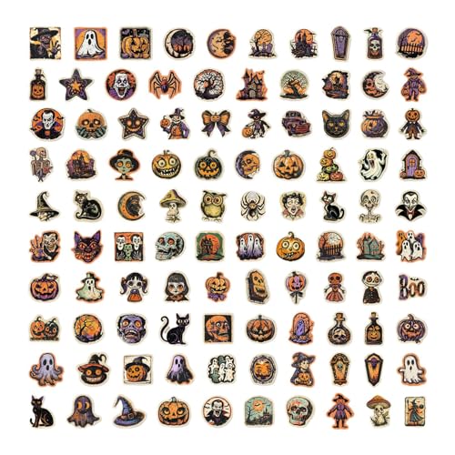 Halloween -Aufkleber für Erwachsene - Retro 100 Stück Schädel Halloween Sticker | Dekoratives Horroraufkleber Set für Notebooks Telefone Doors Kids Journal Wall Laptop Wasserflasche Party Lief Halloween -Aufkleber für Erwachsene - Retro 100 Stück Schädel Halloween Sticker | Dekoratives Horroraufkleber Set für Notebooks Telefone Doors Kids Journal Wall Laptop Wasserflasche Party Lief von Generisch