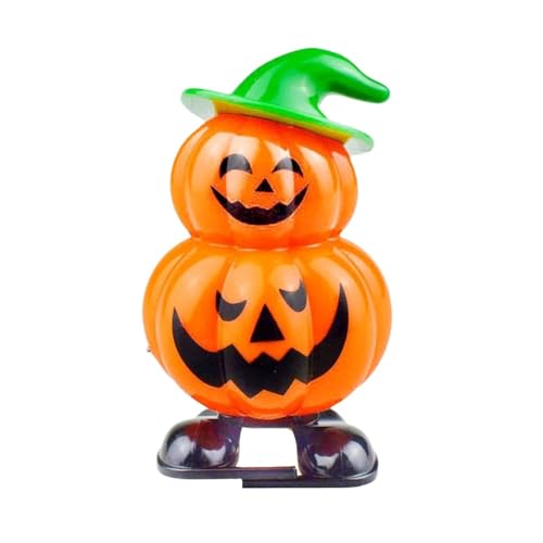 Halloween Aufzieh-Kürbis Spielzeug, Doppelschicht Design mit Hut, 7x4x5,5 cm, Laufender Kürbis für Kinder ab 3 Jahre, für Halloween-Partygeschenke (grün) von Generisch