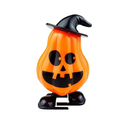 Halloween Aufzieh-Kürbis Spielzeug, Doppelschicht Design mit Hut, 7x4x5,5 cm, Laufender Kürbis für Kinder ab 3 Jahre, für Halloween-Partygeschenke (schwarz) von Generisch
