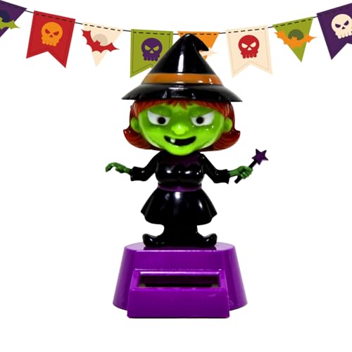 Halloween-Autodekoration – Autozubehör im gruseligen Stil, oszillierende Figur mit Solarenergie für Halloween, Zuhause, Büro, Damen und Herren von Generisch
