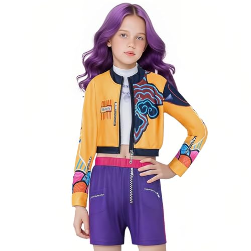 Halloween-Dämonen-Kostüme, Pop-Sänger-Stickerei, Mantel, Oberteil, Shorts, Kostüm, Tanzbühne, Outfit-Set (Orange, 100 cm) von Generisch