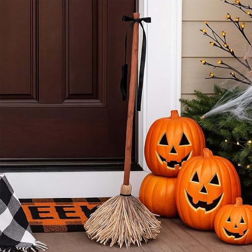 Halloween Deko Animiert Hexenbesen, 110 cm Schwimmende Hexenbesen Berührung & Ton Aktiviert, Beweglicher Zauberbesen für Helloween Party Deko,Halloween Animatronic Hexen Besen mit Gruselig Sound von Generisch