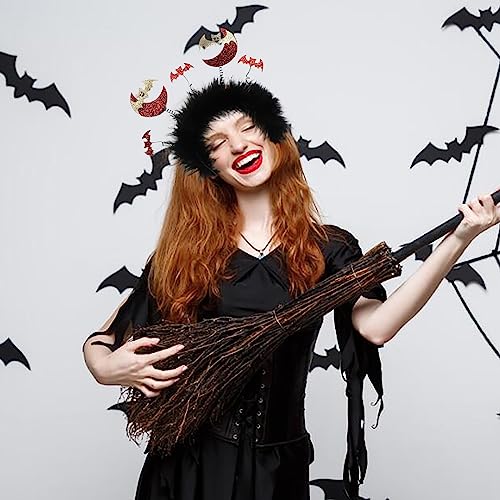 Halloween Dekoration Gruseliges Halloween Stirnband mit magischem Magier Hut Festliche Party Kostüm Haarschmuck für langes Haar Nachtlicht (Rot, Einheitsgröße) von Generisch