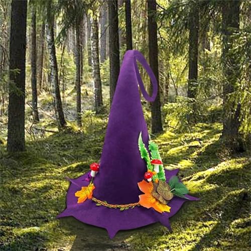 Halloween-Dekorationsset, einzigartiger Halloween-Hexenhut mit violettem Design, perfekt für Party und Kostüm, Nachtlicht (lila, 83 x 40 cm, 5 cm) von Generisch