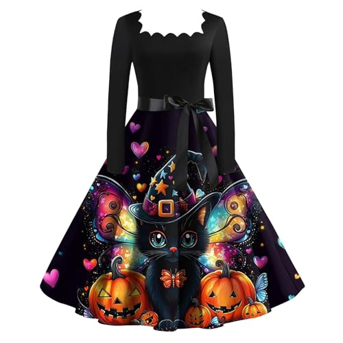 Halloween Dress Lustig Puppe Hexenkleid Gruseliges Gruselkostüme Malifesnes Halloween Costume Scream Malefiz Witwe Vampir Damen 5XL von Generisch