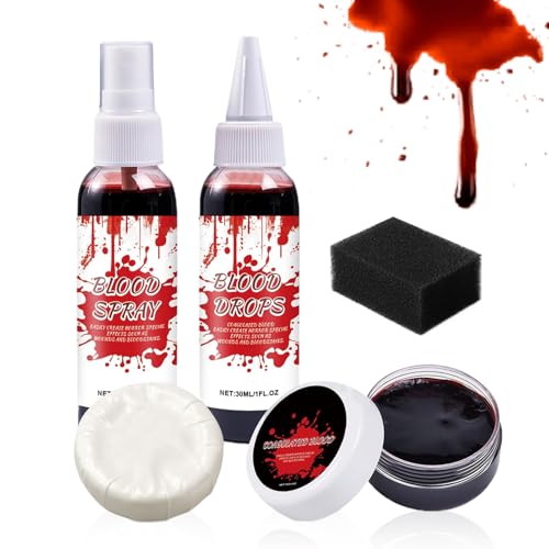 Halloween Fake Blood Makeup Kit - Make -up realistischer Spezialeffekte für erschreckende Kostüme, , Vampire und Verletzungen | Ungiftig, leicht zu bewerben und zu waschen | Malen Halloween Fake Blood Makeup Kit - Make -up realistischer Spezialeffekte für erschreckende Kostüme, , Vampire und Verletzungen | Ungiftig, leicht zu bewerben und zu waschen | Malen von Generisch