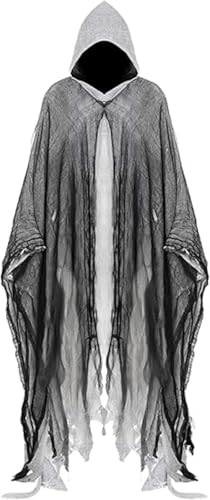Halloween Geister Kostüm Erwachsene, Halloween Umhang Mit Kapuze, 2024 Neu Sensenmann Kostüm, Halloween-Hexenumhang, Halloween-Kapuzenumhänge, Geist Cape Outfit Für Herren Damen Halloween Geister Kostüm Erwachsene, Halloween Umhang Mit Kapuze, 2024 Neu Sensenmann Kostüm, Halloween-Hexenumhang, Halloween-Kapuzenumhänge, Geist Cape Outfit Für Herren Damen von Generisch