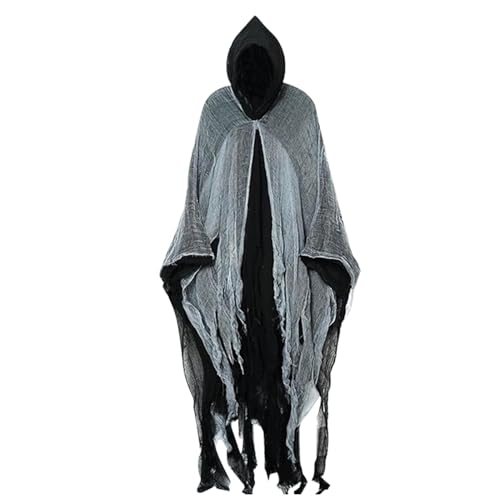 Halloween Geister Kostüm Halloween Umhang mit Kapuze, Erwachsene Gruselige Halloween Umhang, Kapuzenumhang für Erwachsene Cosplay Halloween Kostüm Make-up Party(170cm) von Generisch