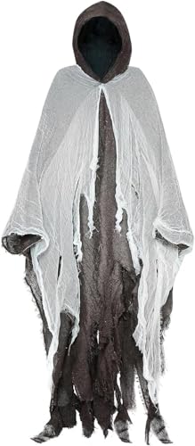 Halloween Geister Umhang,Kostüm Erwachsene Gruselige,Kapuze Geist Cape Outfit Geist Kostüme Halloween Umhang Mit Kapuze für Herren Damen Frauen Partner (C) von Generisch