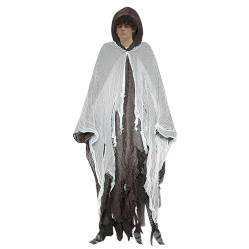 Halloween-Geisterkostüm | Halloween Umhang Mit Kapuze | Gruseliger Halloween-Umhang Mit Kapuze Für Erwachsene | Requisiten Für Halloween-Partys, Thementänze Und Rollenspiele von Generisch