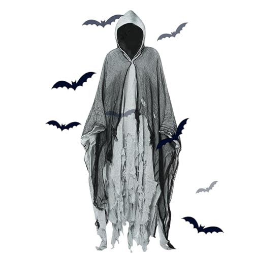Halloween-Geisterkostüm | Halloween Umhang Mit Kapuze | Gruseliger Halloween-Umhang Mit Kapuze Für Erwachsene | Requisiten Für Halloween-Partys, Thementänze Und Rollenspiele von Generisch