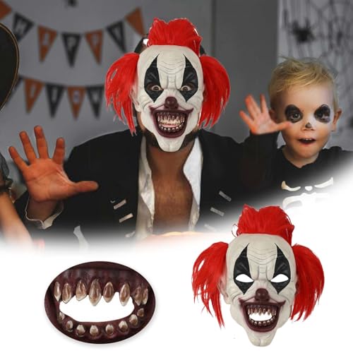 Halloween-Gesichts-Cosplay-Werkzeuge für Party, Karneval, Kopfbedeckung, Halloween-Dekorationen für Erwachsene, Maske, Kostüm, Erwachsene (rot, 5,37 x 30 cm) von Generisch