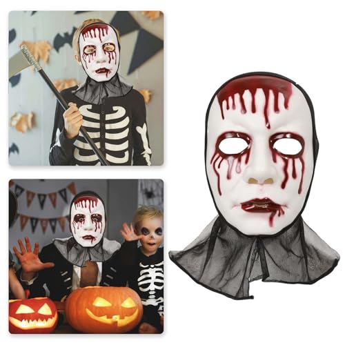 Halloween-Gesichts-Cosplay-Werkzeuge für Party, Karneval, Kopfbedeckung, Halloween-Dekorationen für Erwachsene, Maskenkostüm (weiß 4,24 x 16,5 cm) von Generisch