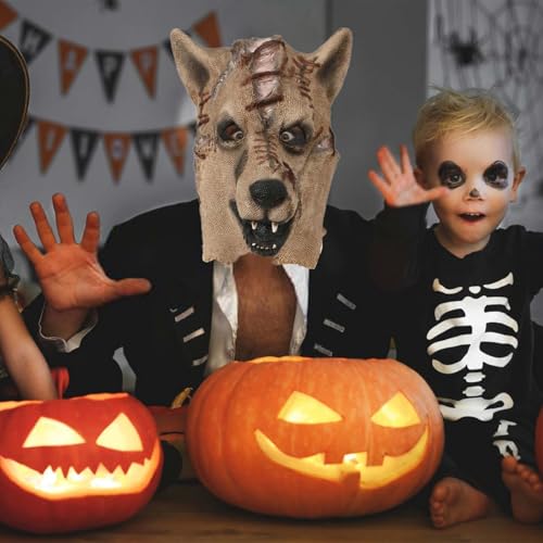 Halloween-Gesichts-Cosplay-Werkzeuge für Party, Karneval, Kopfbedeckung, Halloween-Dekorationen für Erwachsenenkostüme, lustig (F-Kaffee, 28 x 40 cm) von Generisch