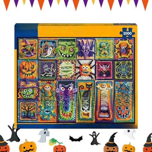 Halloween Häkel Puzzle,Halloween-Strickmuster mit Poster - Gesellschaftsspiel Wohndeko für Schlafzimmer Wohnzimmer Bücherregal Feiertage Geburtstag von Generisch