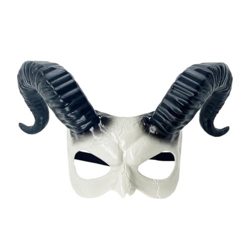 Halloween Halbgesichtsmaske Maskerade Ram Horn Maske Teufelsmaske Horn Ziegenmaske Monster Cosplays Kostüm Maske mit Horn von Generisch